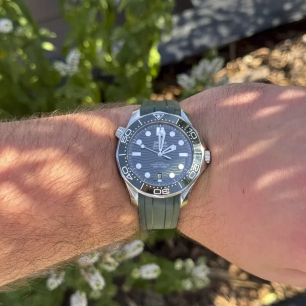 Curved End Gummirem til Omega Seamaster Diver 300M - Gr�n