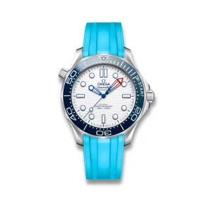 Curved End Gummirem med Foldesp�nde til Omega Seamaster Diver 300M - Lysebl�