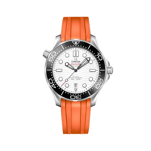 Curved End Gummirem med Foldesp�nde til Omega Seamaster Diver 300M - Orange