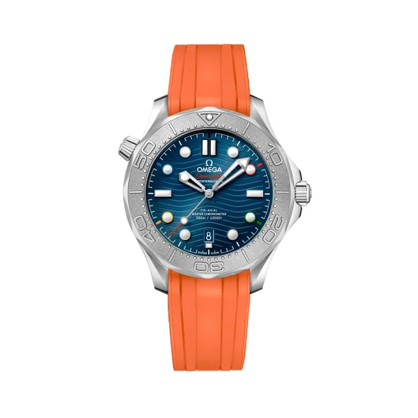 Curved End Gummirem med Foldesp�nde til Omega Seamaster Diver 300M - Orange