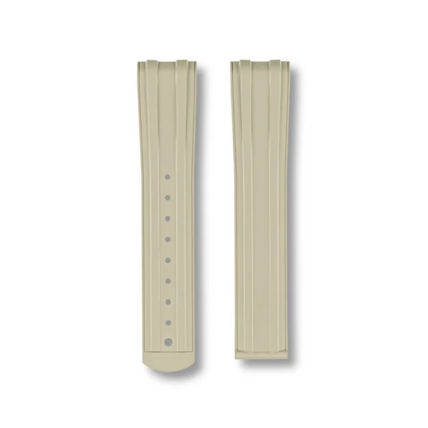Curved End Gummirem med Foldesp�nde til Omega Seamaster Diver 300M - Beige
