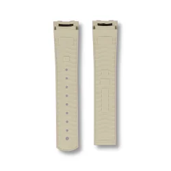 Curved End Gummirem med Foldespnde til Omega Seamaster Diver 300M - Beige