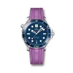 Curved End Gummirem med Foldespnde til Omega Seamaster Diver 300M - Lavendel