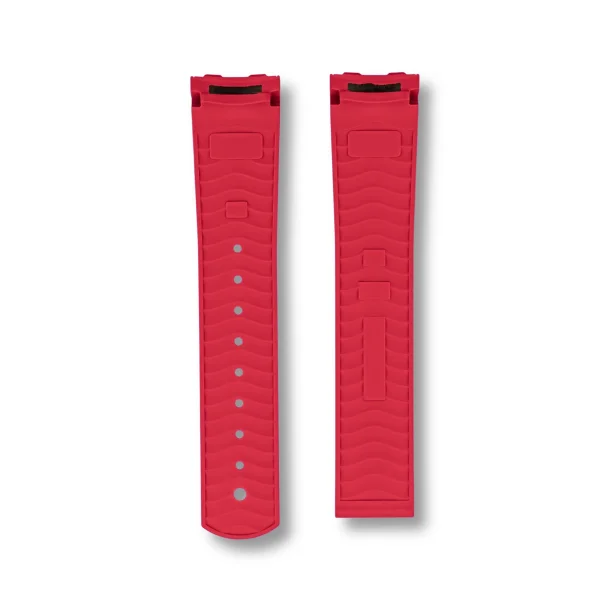 Curved End Gummirem med Foldesp�nde til Omega Seamaster Diver 300M - R�d