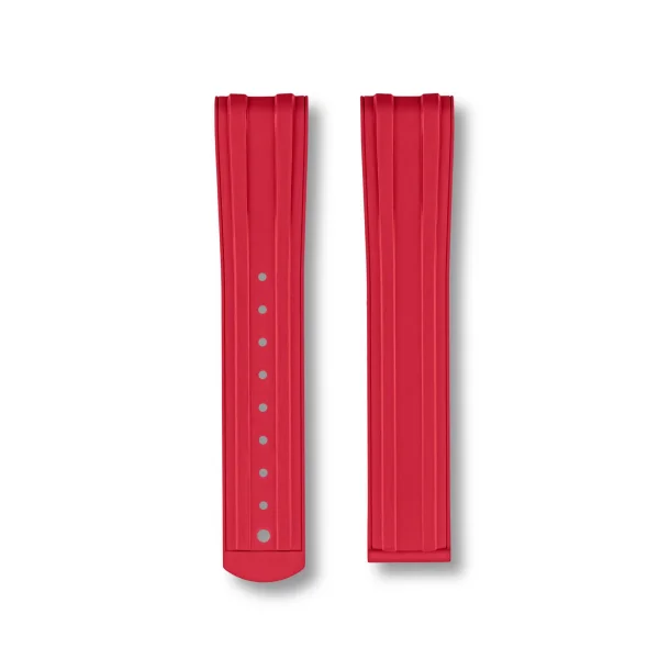 Curved End Gummirem med Foldesp�nde til Omega Seamaster Diver 300M - R�d