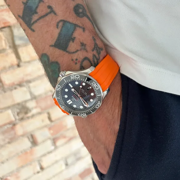 Curved End Gummirem til Omega Seamaster Diver 300M - Orange