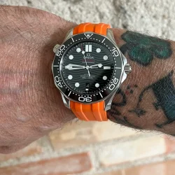 Curved End Gummirem til Omega Seamaster Diver 300M - Orange