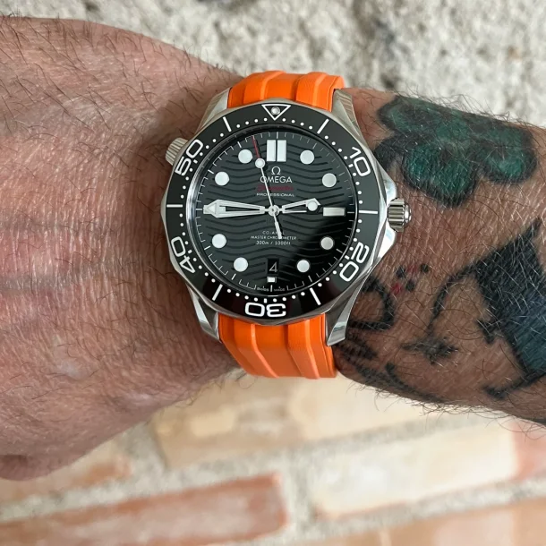 Curved End Gummirem til Omega Seamaster Diver 300M - Orange