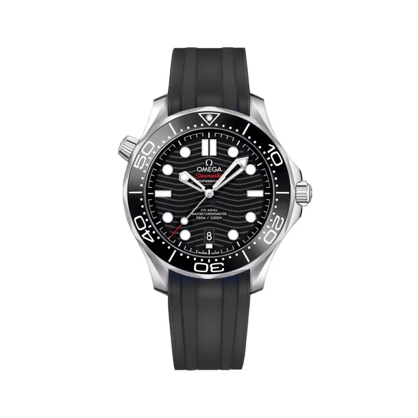 Curved End Gummirem til Omega Seamaster Diver 300M - Sort