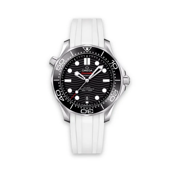 Curved End Gummirem til Omega Seamaster Diver 300M - Hvid