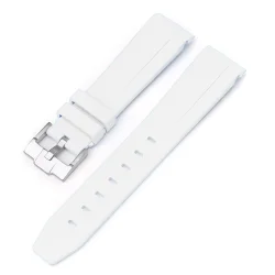 Curved End Gummirem til Omega Speedmaster - Hvid