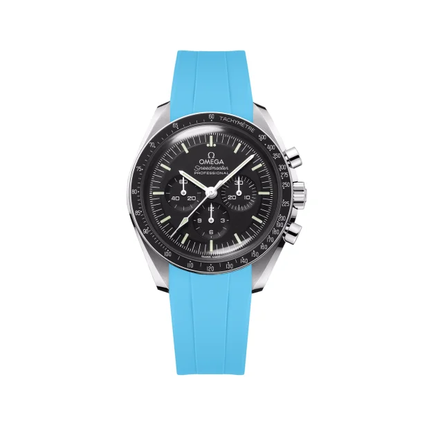 Curved End Gummirem til Omega Speedmaster - Sky Blue
