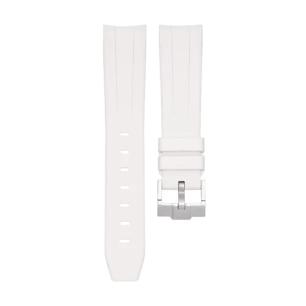 Curved End Gummirem i FKM til Omega X Swatch MoonSwatch - Hvid