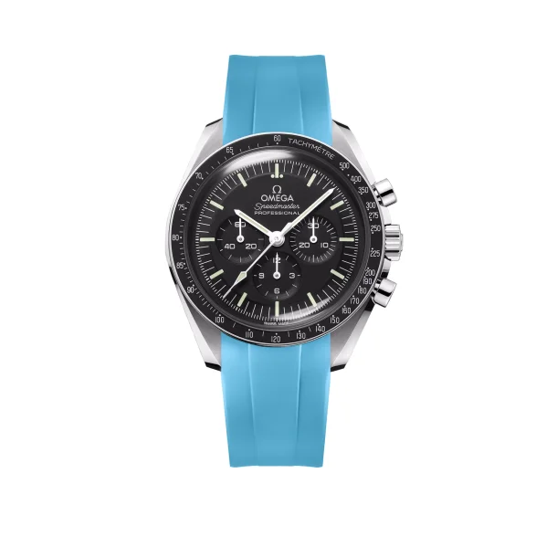 Curved End Gummirem til Omega Speedmaster - Sky Blue