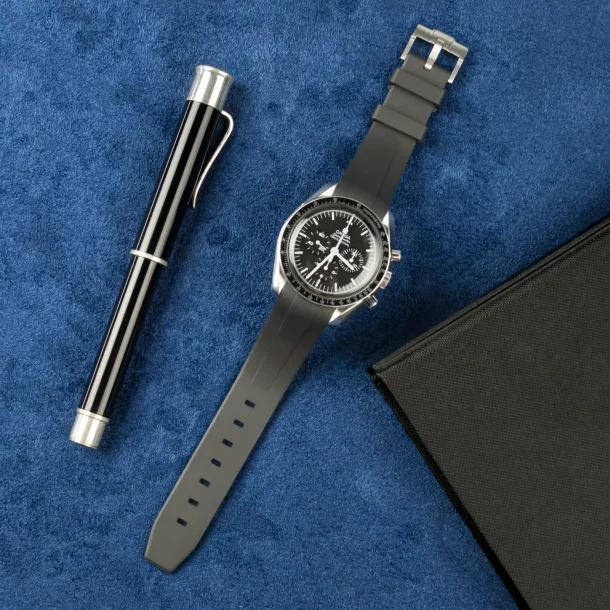 Curved End Gummirem til Omega Speedmaster - Sort