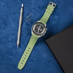 Curved End Gummirem til Omega Speedmaster - Grn