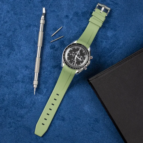 Curved End Gummirem til Omega Speedmaster - Gr�n