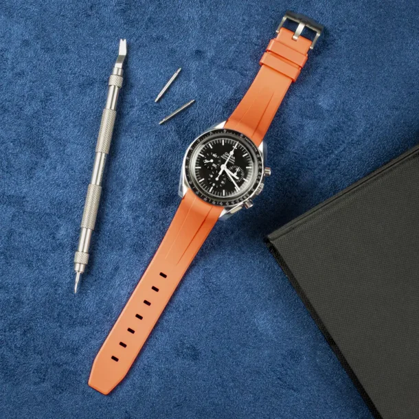 Curved End Gummirem til Omega Speedmaster - Orange