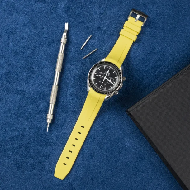 Curved End Gummirem til Omega Speedmaster - Gul