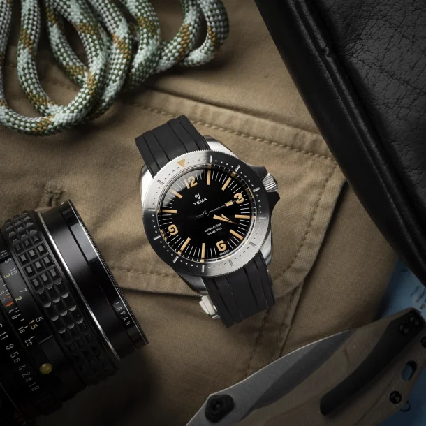 Curved End Gummirem til Yema Diver - Sort