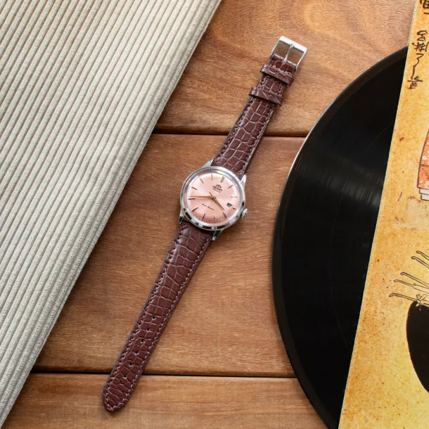 Fluco - �gte Alligator L�der - M�rkebrun