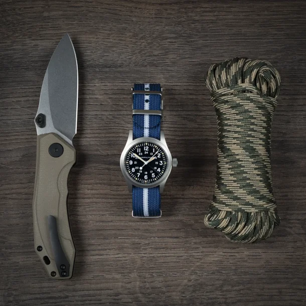 Riflet Natorem - Marinebl� med hvid stribe