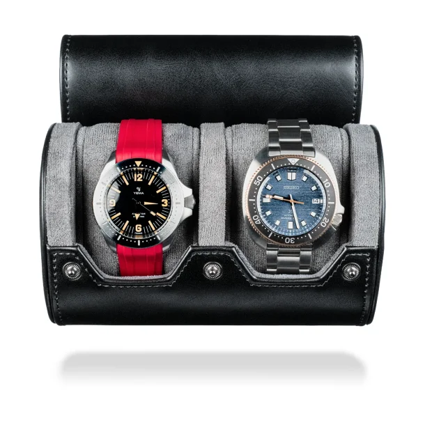 Premium Watch Roll til to ure - Sort