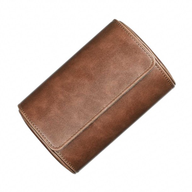 Premium Watch Roll til to ure - Brun