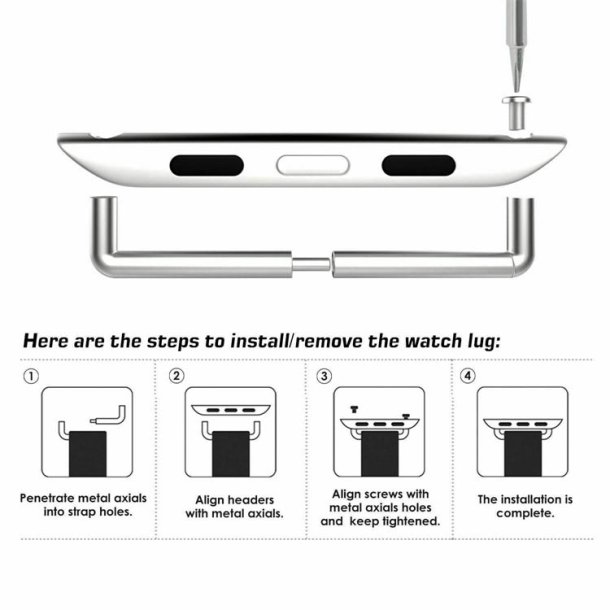 Klassisk Remadapter til Apple Watch 2 stk. - S�lvfarvet
