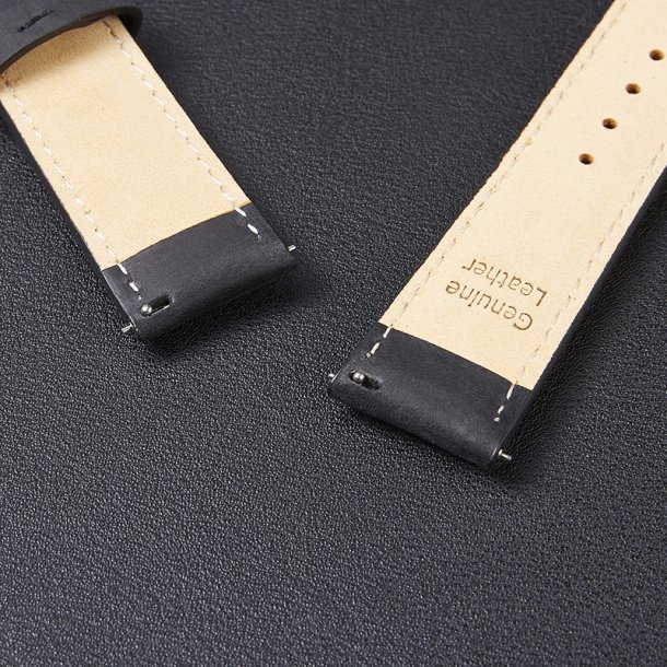 Rustik L�derrem med Quick-release - Mat sort