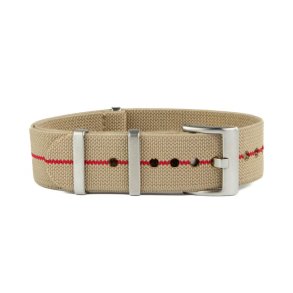 Elastisk Natorem - Kaki med rd stribe