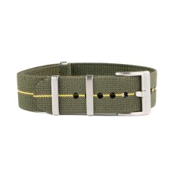 Elastisk Natorem - Olivengrn med gul stribe