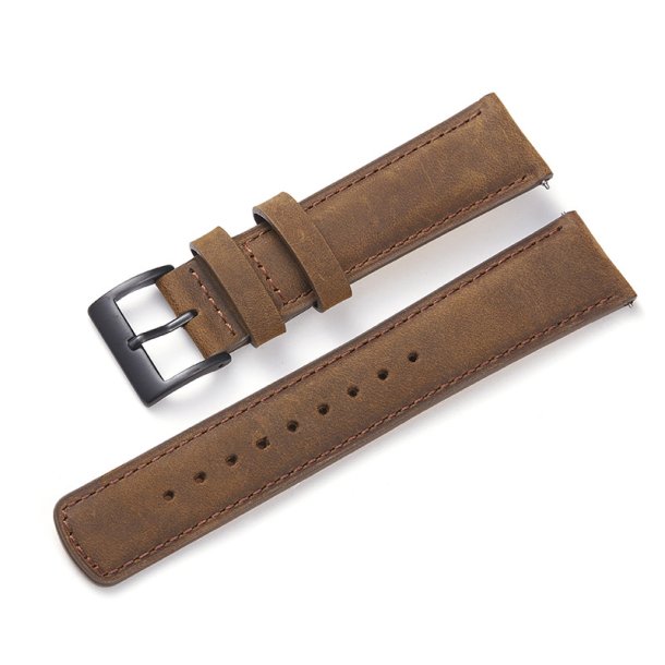 Rustik Lderrem med Quick-release - Jordbrun Brun Sort PVD 20 mm