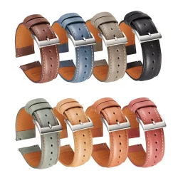 Rustik Lderrem med Quick-release - Lys mokka med beige syninger