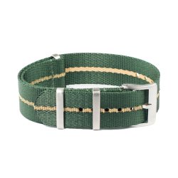 Natorem med prget stribe - Grn med beige stribe