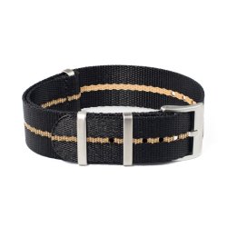 Natorem med prget stribe - Sort med beige stribe