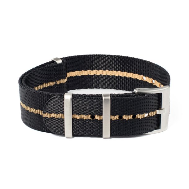 Natorem med pr�get stribe - Sort med beige stribe