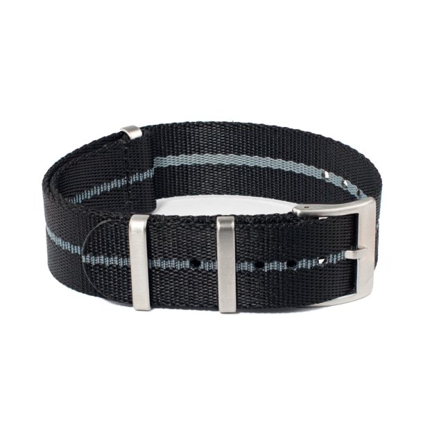 Natorem med pr�get stribe - Sort med gr� stribe