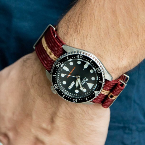 Riflet Natorem - Bordeaux med beige stribe