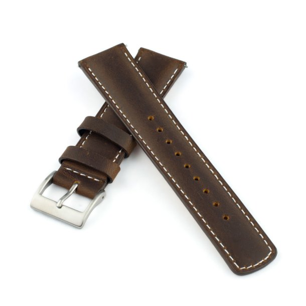 Rustik L�derrem med Quick-release - Mokka