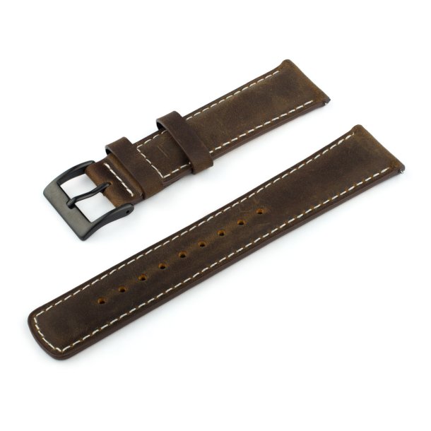 Rustik L�derrem med Quick-release - Mokka