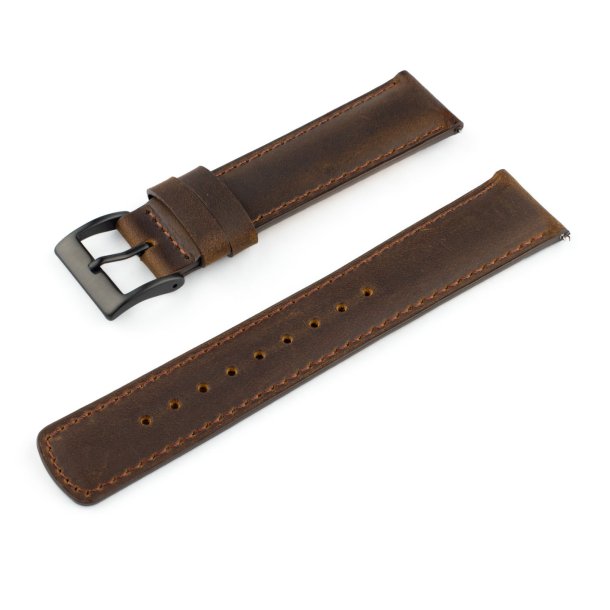 Rustik L�derrem med Quick-release - Mokka