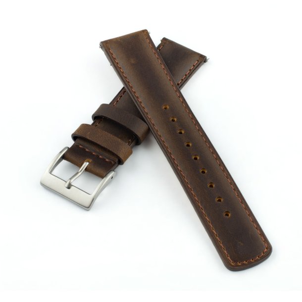 Rustik L�derrem med Quick-release - Mokka