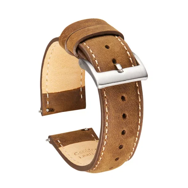 Rustik L�derrem med Quick-release - Jordbrun