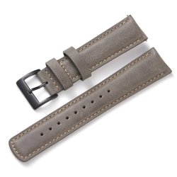 Rustik Lderrem med Quick-release - Gr med beige syninger