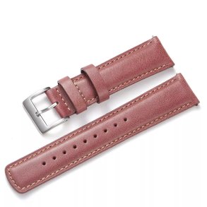 Rustik Lderrem med Quick-release - Rd med beige syninger