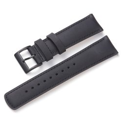 Rustik Lderrem med Quick-release - Mat sort