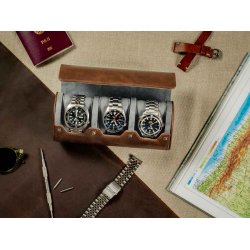 Premium Watch Roll til tre ure - Brun