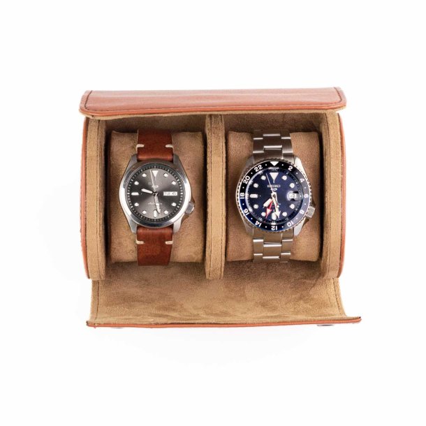  Watch Roll til to ure - Cognacfarvet