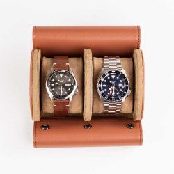  Watch Roll til to ure - Cognacfarvet